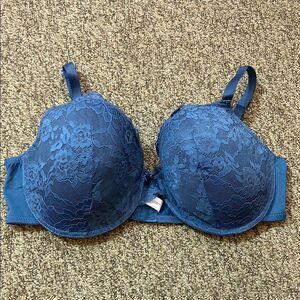 Laura Ashley Blue Lace Underwire Bra Plus Size 42D